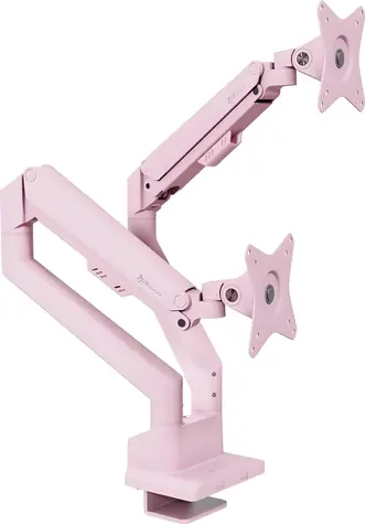 Arozzi ALZARE Neo Duo ružová / Stolný držiak pre 2 monitory / 17-32" / VESA 75x75-100x100 / nosnosť 2x 9 kg