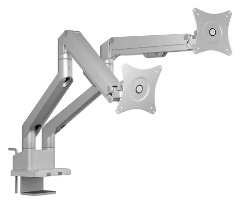 ICY BOX IB-MS524-T šedá / Stolový držiak pre 2 monitory / až 32" / VESA 75x75-100x100 / nosnosť 2x 9 kg