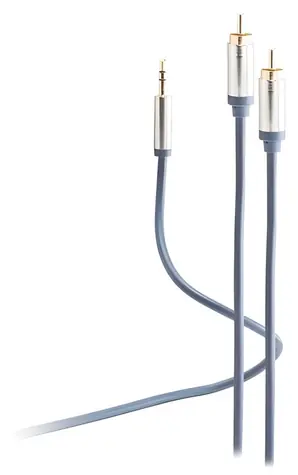Shiverpeaks Flexline modrá / Prepojovací audio kábel / Jack 3,5 mm - 2x Cinch / 1,5 m / pozlátené konektory