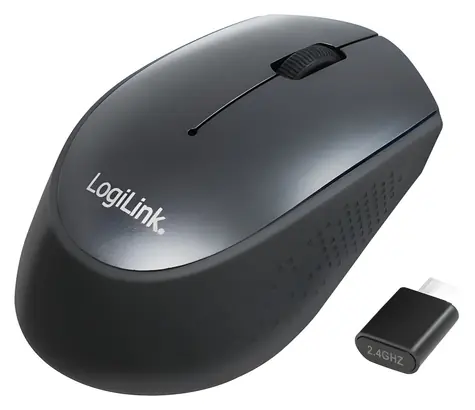 LogiLink bezdrôtová optická myš čierna / Myš / 2,4 GHz / USB-C prijímač / 3 tlačidlá