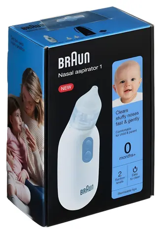 Braun BNA 100 biela / Nosná odsávačka / detská / 2 nástavce / na batérie