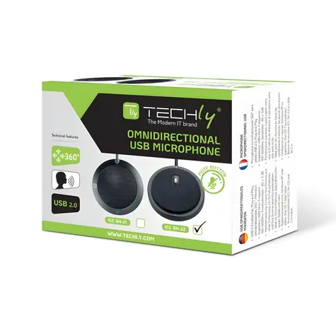 Techly ICC SH-22 čierna / Stolný mikrofón / konferenčný / USB / všesmerový
