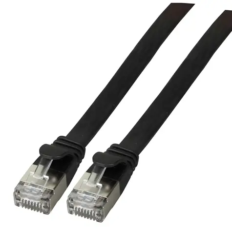 EFB RJ45 plochý patch kábel Cat6a čierna / Patch kábel / U/FTP / 5 m / 10Gbit/s