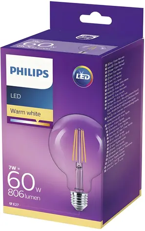 Philips LED Classic G93 E27 teplá biela / LED žiarovka / 60W / Číra / Nestmievateľná