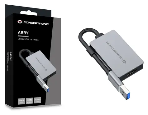 Conceptronic USB-A 3.2 na HDMI 1.4 sivá / Adaptér / 1920 × 1080 px / 60 Hz / 0,16 m