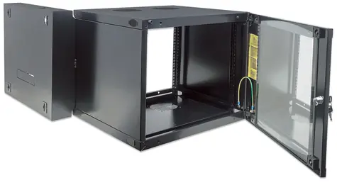 Intellinet Nástenný rozvádzač 540x450 mm čierny / Rozvádzač / 19" / 6U / výklopný rám / nosnosť 30 kg