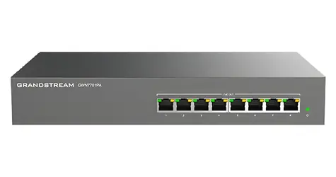 Grandstream GWN7701PA / Switch / Unmanaged / 8x GLAN / 8x PoE + výstup / 145W