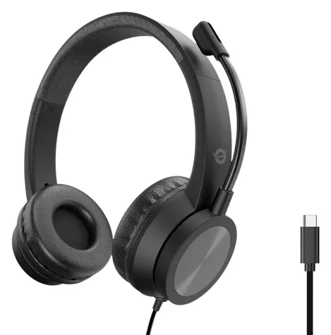 Conceptronic Stereo USB-C headset čierna / Slúchadlá / S mikrofónom / ANC / USB-C / 32 Ohm / 2 m