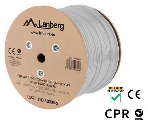 Lanberg inštalačný kábel Cat7 šedá / Inštalačný kábel / S/FTP / 305 m / LSZH / AWG23
