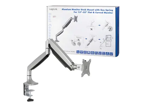 LogiLink BP0042 strieborná / Rameno pre monitor / 13 "až 32" / do 9 kg / VESA 75x75, 100x100 mm