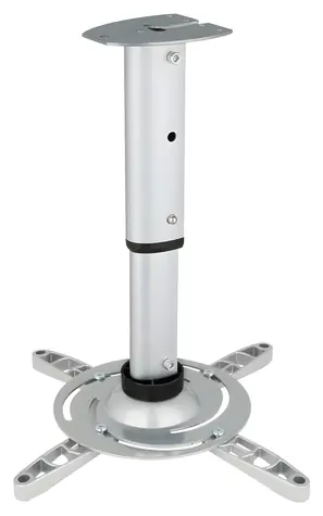 Techly 301559 strieborná / Stropný držiak projektora / nosnosť 15 kg / náklon 0-30 ° / otočný 360° / tyč 30-37 cm
