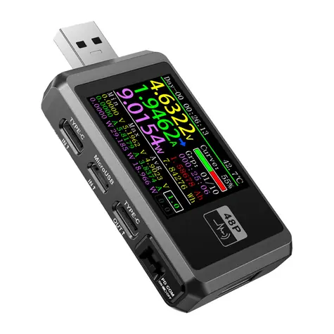 FNIRSI FNB48P čierny / USB tester nabíjania / USB-C, USB-A, Micro USB / PD, QC / 6,5 A