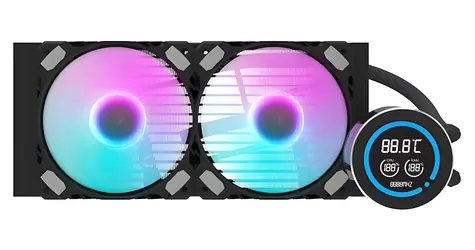 darkFlash DN-D240 čierna / AiO chladič CPU / 240 mm / LCD displej / 2× 120 mm ARGB / Intel + AMD