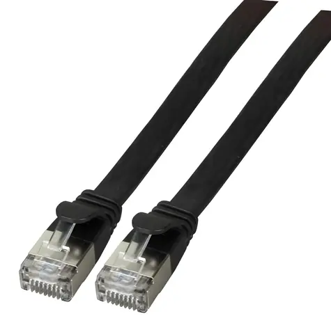 EFB U/FTP Cat6A 3 m čierna / Plochý patch kábel / RJ-45 / PVC / 10Gbit/s