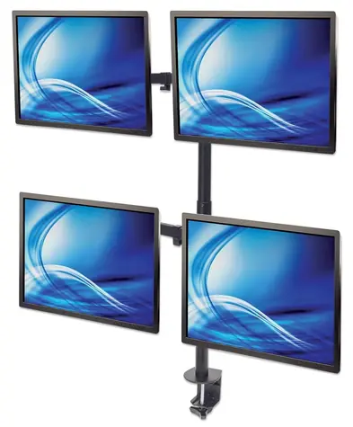 Manhattan Držiak pre 4 monitory 13-32" čierna / Stolný držiak monitora / VESA 75x75-100x100 mm / nosnosť 32 kg