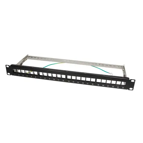 LogiLink Patch panel Keystone 24 portov, nezaplnený, čierny / Patch panel / 19" / 1U / Kov