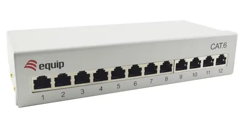 Equip / Patch panel / 12x RJ45 / Cat6 / stolný / 250MHz / biela