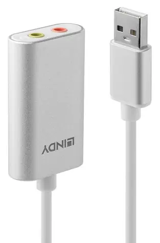 Lindy Audioadapter USB-A na 3,5mm strieborno-biela / Adaptér / Slúchadlá a mikrofón / Plug & Play