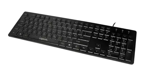 LogiLink Klávesnica s LED podsvietením čierna / Klávesnica / DE layout / USB / 104 kláves