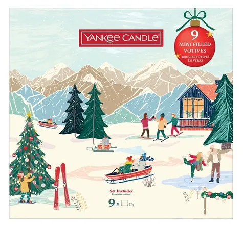 Yankee Candle Apres Ski / Sada 9 mini sviečok / votívne sviečky v skle