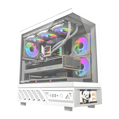 darkFlash DS950V biela / Počítačová skriňa / ATX / IPS displej / 270 ° panel / 6x ventilátor
