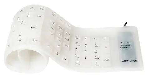 LogiLink Ohybná klávesnica biela / Klávesnica / vodeodolná / USB / PS/2 / DE / 109 kláves