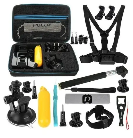 Puluz PKT11 / Sada príslušenstva pre akčné kamery / 20 dielov / GoPro, DJI OSMO Action 5 Pro