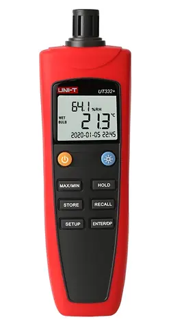 UNI-T UT332+ / Teplomer a vlhkomer / -20 až 70 °C / 0-99,9 % RH / USB export dát