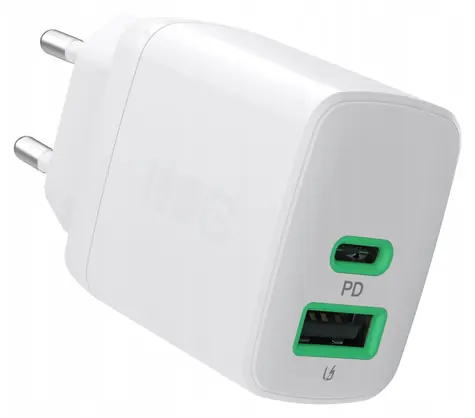 Green Cell PowerSource Duo30 biela / Nabíjačka / USB-A + USB-C / 3 A