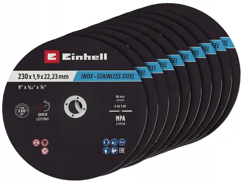 Einhell Sada rezných kotúčov na kov 230x2,0 mm / Rezné kotúče na kov / 230 mm / 2,0 mm / 10 ks