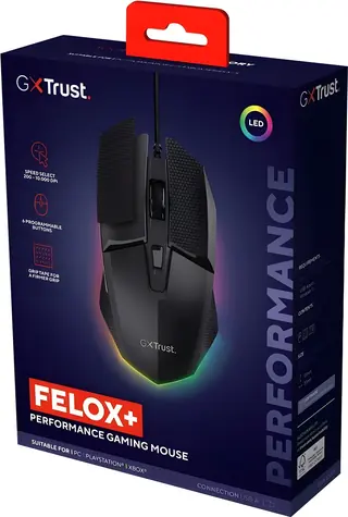 Trust GXT 121 Felox+ čierna / Herná myš / optická / 10000 DPI / 6 tlačidiel / USB-A