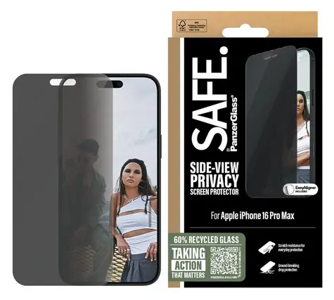 PanzerGlass SAFE / Ochranné sklo / Apple iPhone 16 Pre Max / Privacy / Ultra-Wide Fit