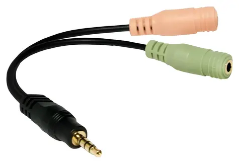 LogiLink CA0021 čierna / Audio adaptér / Jack 3.5mm 4pin (M) - 2x Jack 3.5mm (F) / 0,15m