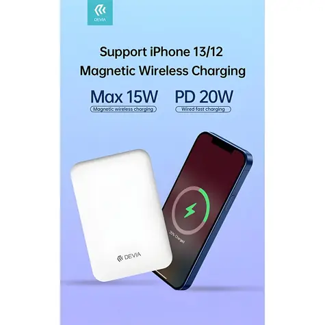 Devia SMART Series Magnetic čierna / Powerbanka / 5 000 mAh / bezdrôtové nabíjanie / PD 20W / MagSafe