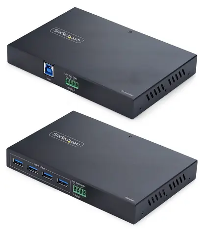 StarTech USB 3.0 extender 4 porty čierna / Extender / 2× LAN / Napájací adaptér