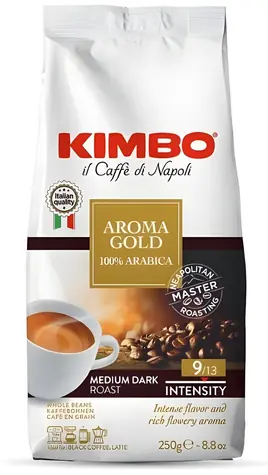 Kimbo Aroma Gold 250 g / Zrnková káva / 100% Arabica