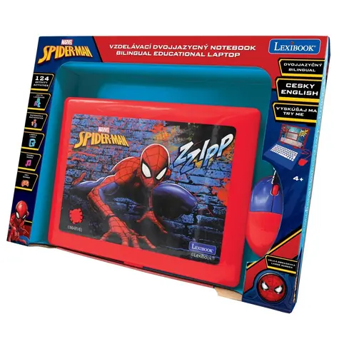 LEXIBOOK Vzdelávací notebook Spiderman / CZ/EN / 124 aktivít / od 4 rokov