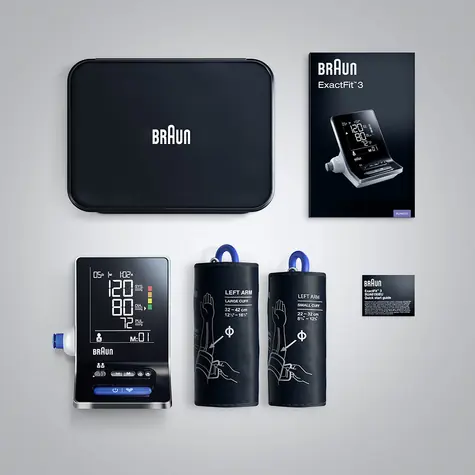 Braun ExactFit 3 / Tlakomer / Na paži / Automatický / Pre 2 užívateľov / LCD displej