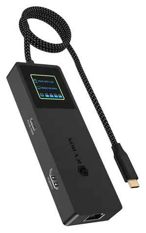 Icy Box IB-DK4038-LCD antracit / Dokovacia stanica / LCD displej / HDMI 4K60Hz / USB-C PD 100W