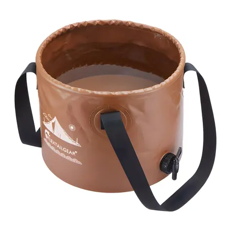 Flextail Flex Bucket hnedá / Skladací vedierko / 20 l / PVC / Vypúšťací ventil
