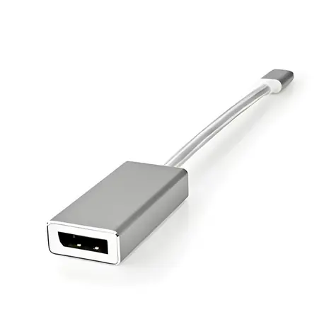 Nedis USB-C - DisplayPort adaptér strieborná / Adaptér / USB 3.2 Gen 1 / 0,20 m / Pozlátené konektory / Opletený