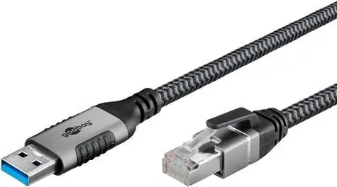 Goobay 70693 / Adaptérový kábel / USB-A 3.2 Gen1 na RJ45 / Cat.6 / 1 Gbit/s / 7,5 m