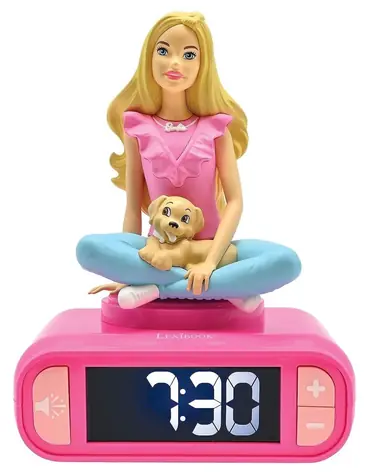 LEXIBOOK Budík Barbie / 3D nočné svetlo / 6 melódií zvonenia / Funkcia odloženia / Podsvietený LCD displej