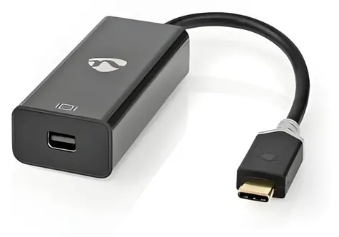 Nedis USB-C - Mini DisplayPort antracit / Redukcia / USB 3.2 Gen 1 / Pozlátené konektory / 0,2 m