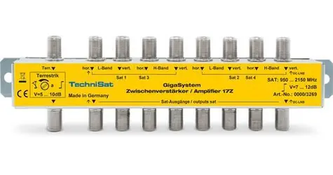 TechniSat 17Z strieborná / Anténny zosilňovač / SAT/DVB-T / 12 dB / 47-2150 MHz