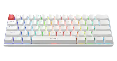 Marvo SABER 61 (US) biela / Mechanická klávesnica / RGB / USB / ZDZ Red switche / 61 kláves
