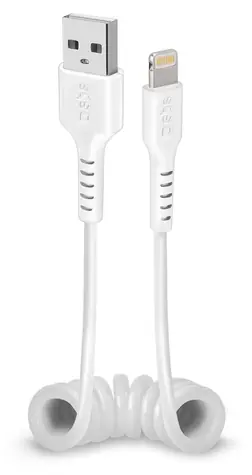 SBS Špirálový kábel USB-A - Lightning biela / Kábel / MFI / 10 W / 17-50 cm