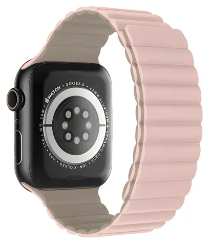 Devia Nature Silicone Magnetic 44/45/46 mm Stardust Pink / Remienok pre Apple Watch / Silikónový / Magnetické zapínanie