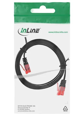 InLine čierna / Patch kábel / Cat.6 / U/UTP / plochý / RJ-45 / 1 m