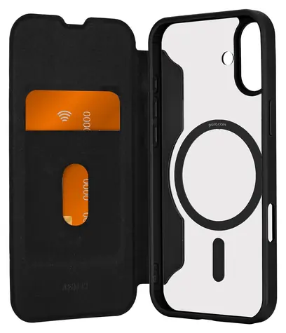Puro Book Wallet Mag 2 čierna / Puzdro / MagSafe / iPhone 16 PLUS